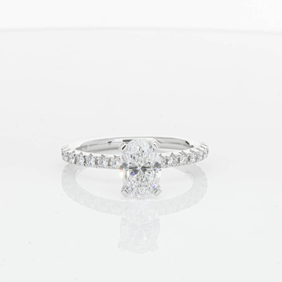 18ct White Gold 1.01ct Oval Cut Diamond Comet Ring-Ring-Walker & Hall
