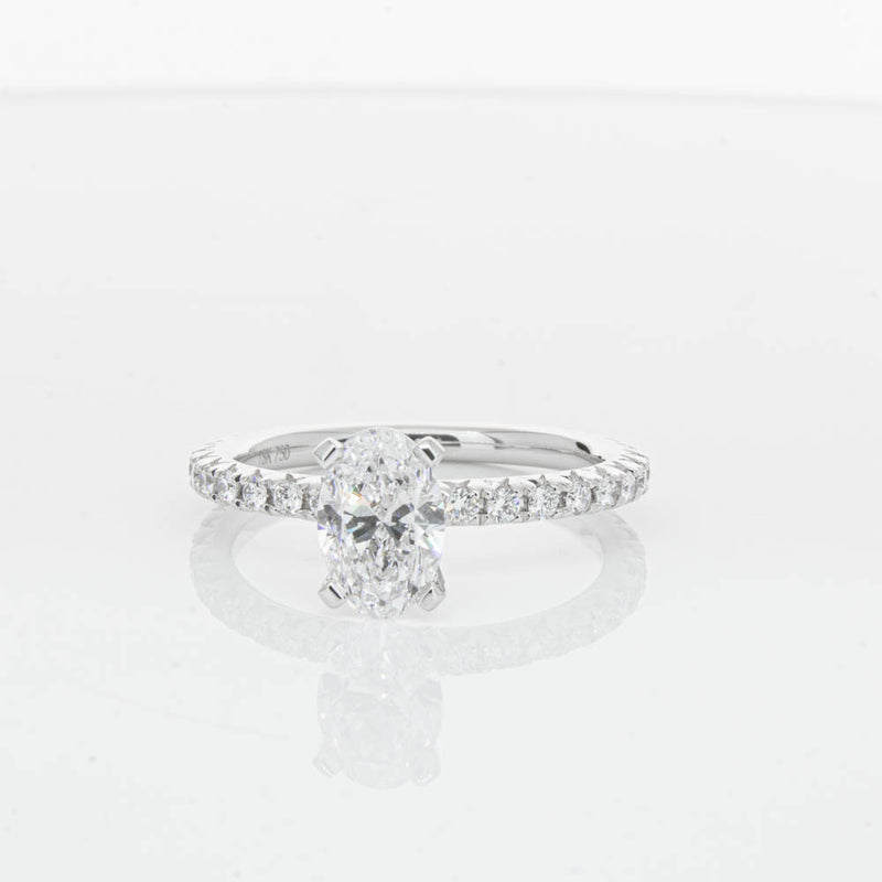 18ct White Gold 1.01ct Oval Cut Diamond Comet Ring-Ring-Walker & Hall