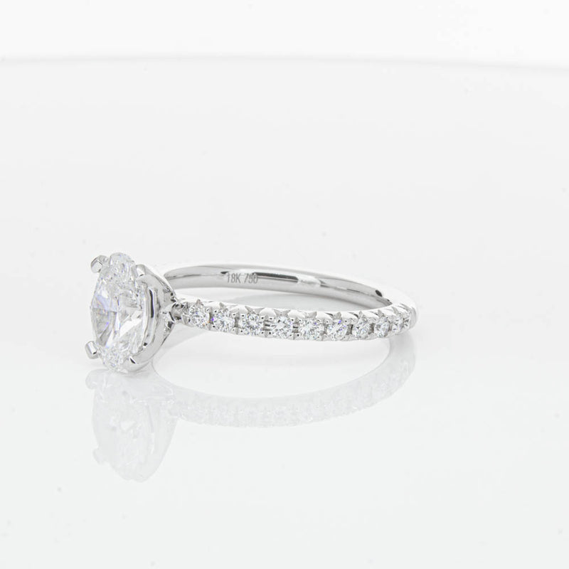 18ct White Gold 1.01ct Oval Cut Diamond Comet Ring-Ring-Walker & Hall