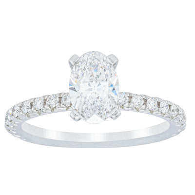 18ct White Gold 1.01ct Oval Cut Diamond Comet Ring-Ring-Walker & Hall