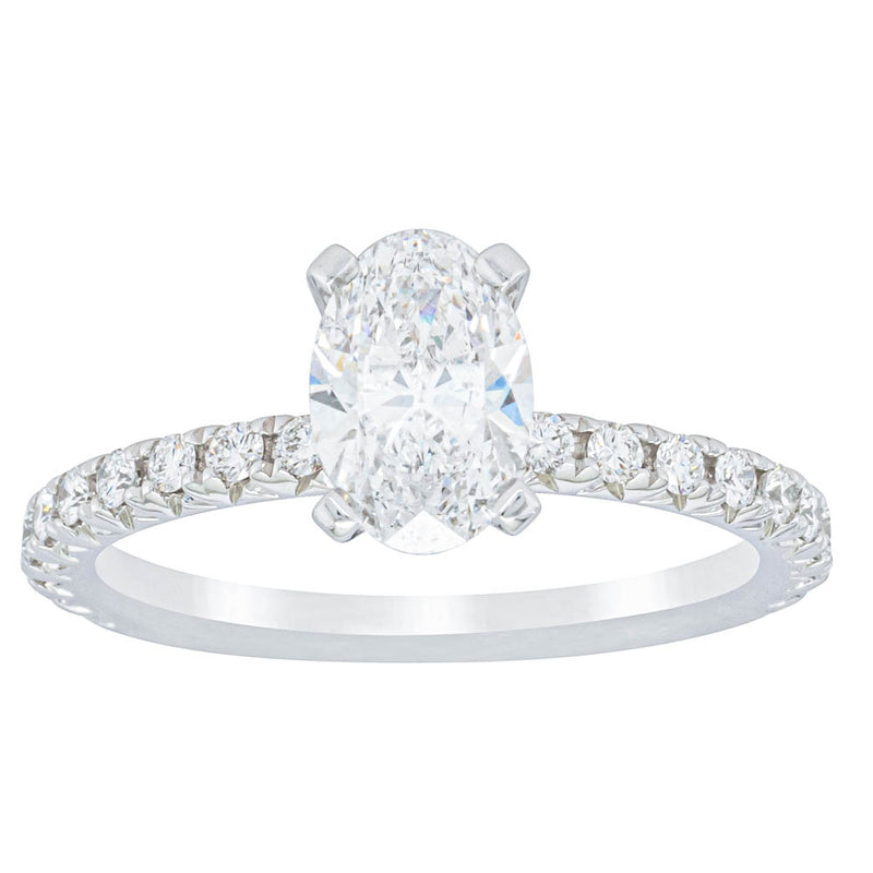 18ct White Gold 1.01ct Oval Cut Diamond Comet Ring-Ring-Walker & Hall