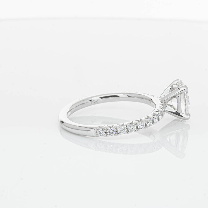18ct White Gold 1.01ct Oval Cut Diamond Comet Ring-Ring-Walker & Hall