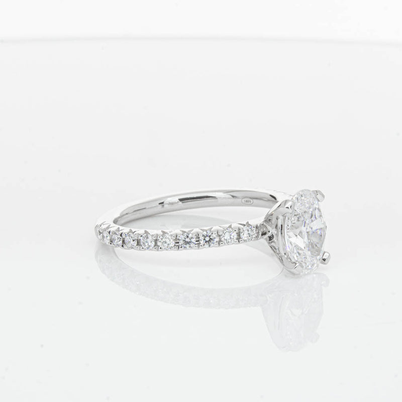 18ct White Gold 1.01ct Oval Cut Diamond Comet Ring-Ring-Walker & Hall