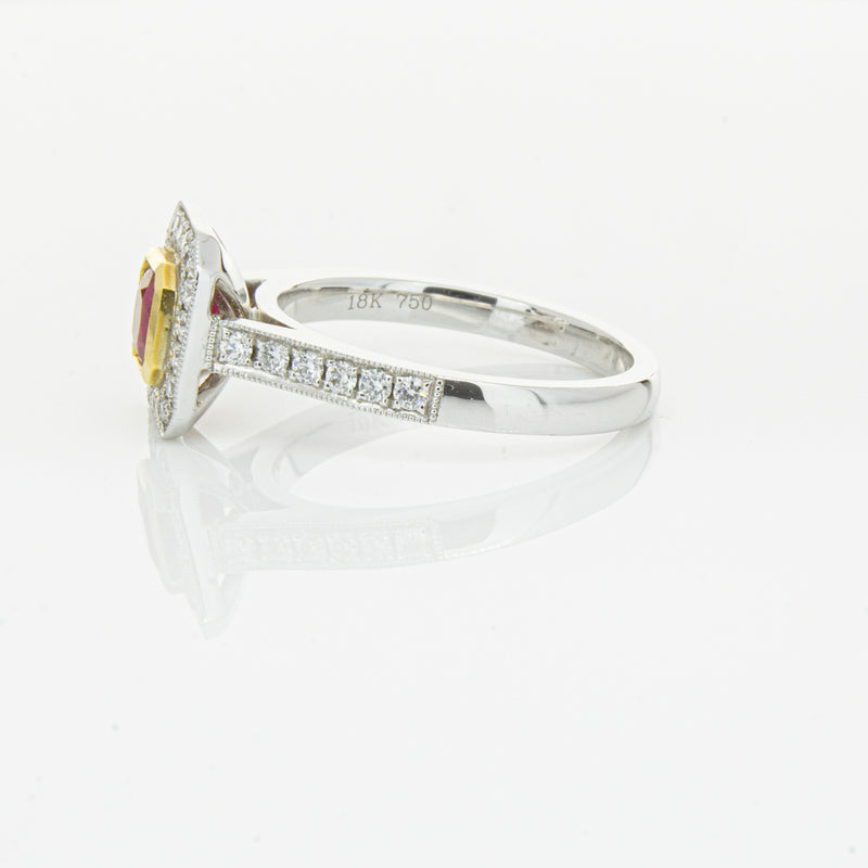 18ct White & Yellow Gold Ruby & Diamond Ring-Ring-Walker & Hall