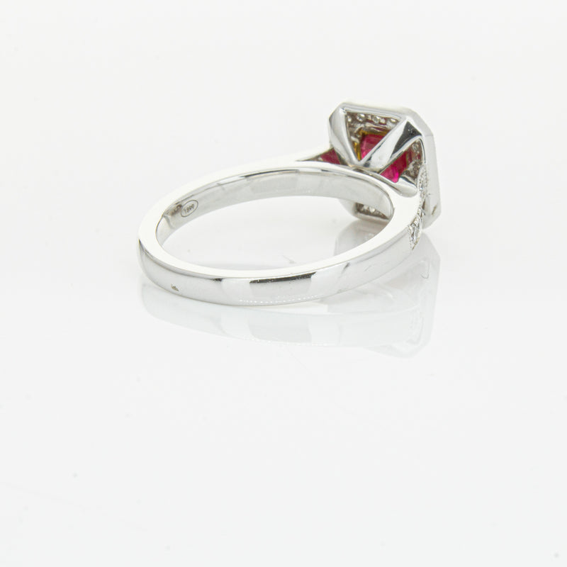 18ct White & Yellow Gold Ruby & Diamond Ring-Ring-Walker & Hall
