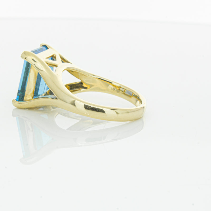 14ct Yellow Gold Blue Topaz Verona Ring-Ring-Walker & Hall