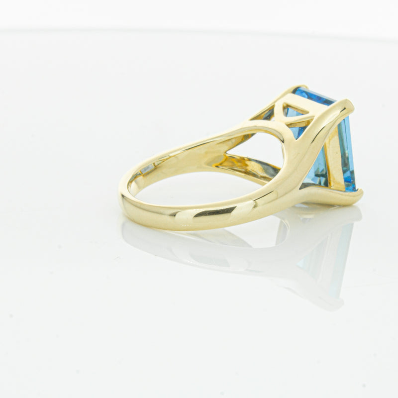 14ct Yellow Gold Blue Topaz Verona Ring-Ring-Walker & Hall