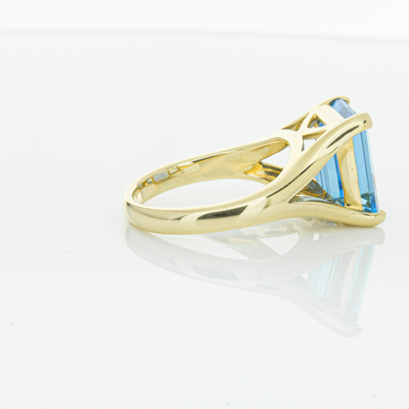 14ct Yellow Gold Blue Topaz Verona Ring-Ring-Walker & Hall