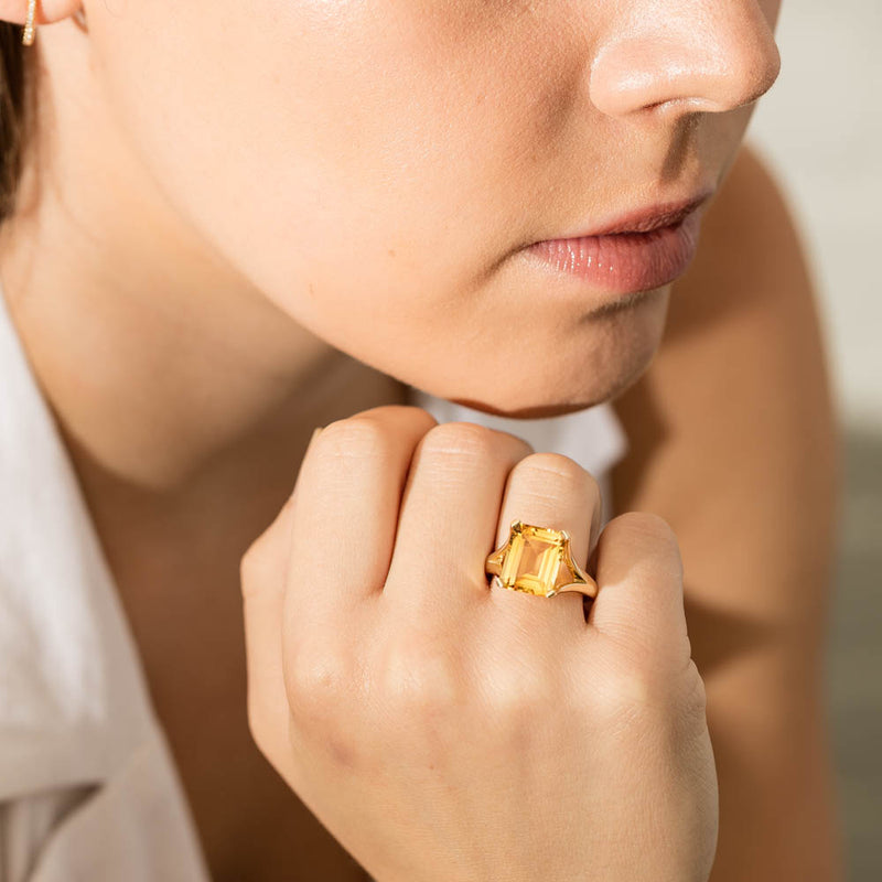 14ct Yellow Gold Citrine Verona Ring-Ring-Walker & Hall