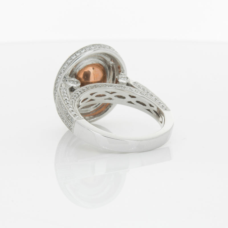 18ct White Gold 3.30ct Morganite & Diamond Halo Ring-Ring-Walker & Hall
