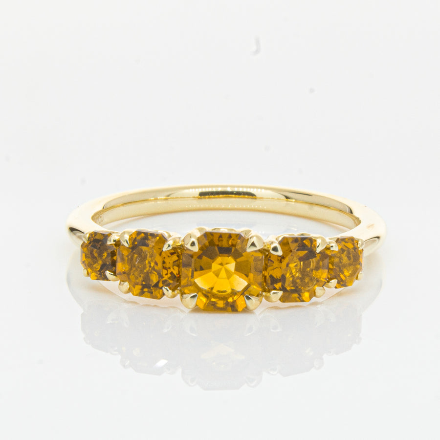 18ct Yellow Gold Five Stone Citrine Octavia Ring-Ring-Walker & Hall