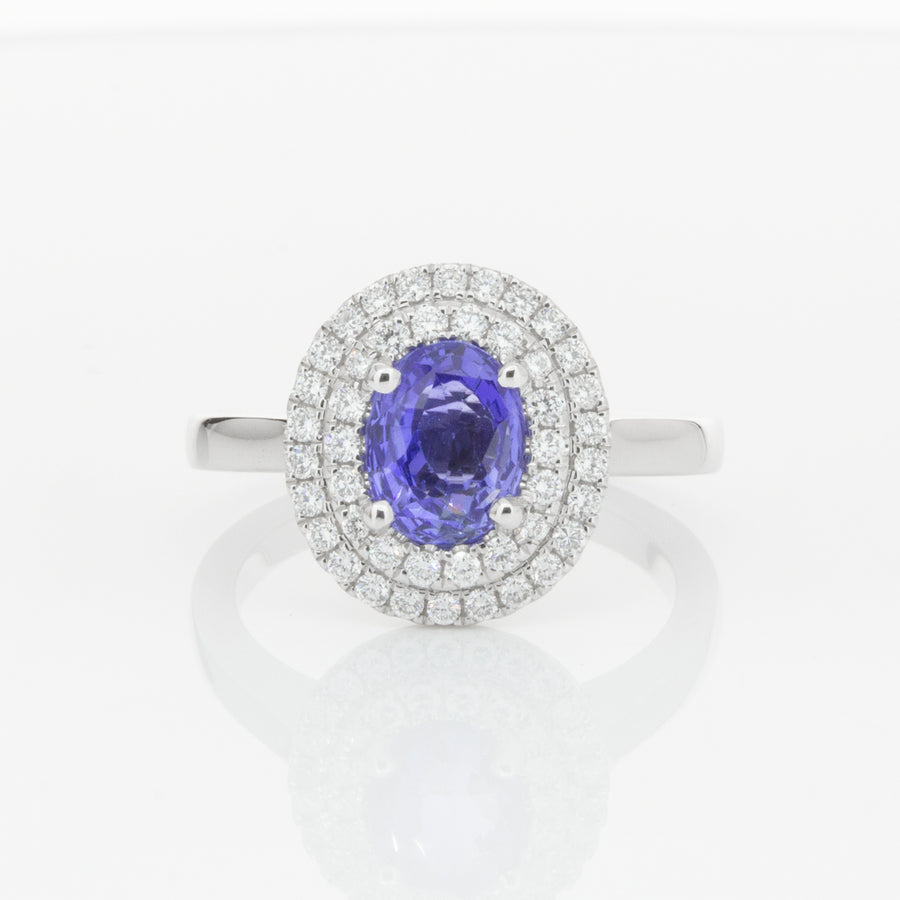 18ct White Gold 1.58ct Sapphire & Diamond Ring-Ring-Walker & Hall