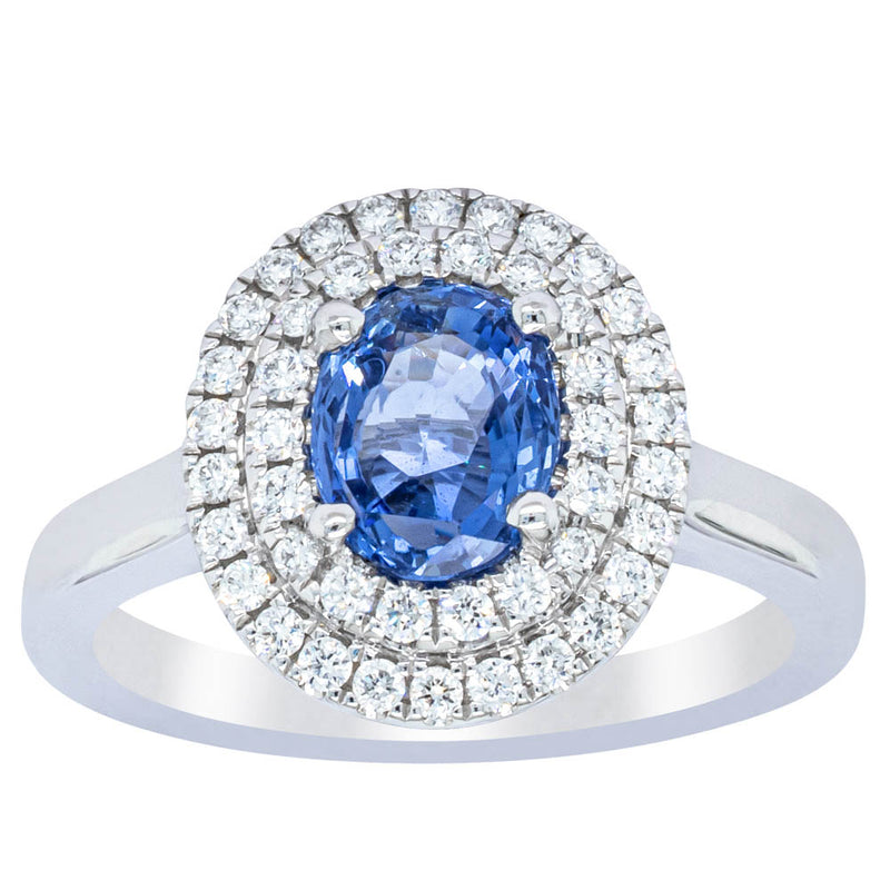 18ct White Gold 1.58ct Sapphire & Diamond Ring-Ring-Walker & Hall