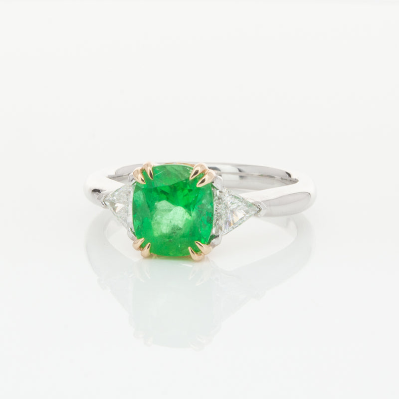 18ct White & Yellow Gold 1.78ct Emerald & Diamond Ring-Ring-Walker & Hall