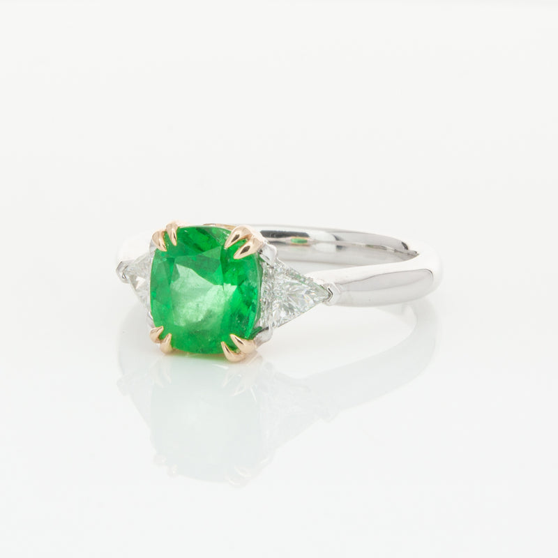18ct White & Yellow Gold 1.78ct Emerald & Diamond Ring-Ring-Walker & Hall
