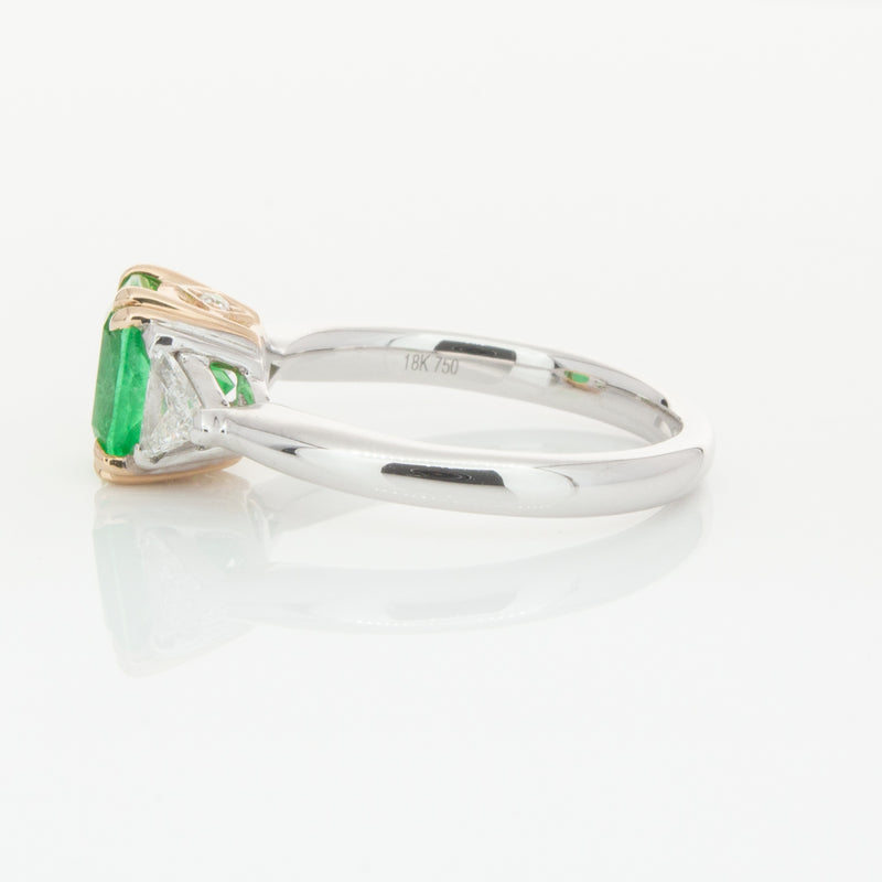 18ct White & Yellow Gold 1.78ct Emerald & Diamond Ring-Ring-Walker & Hall