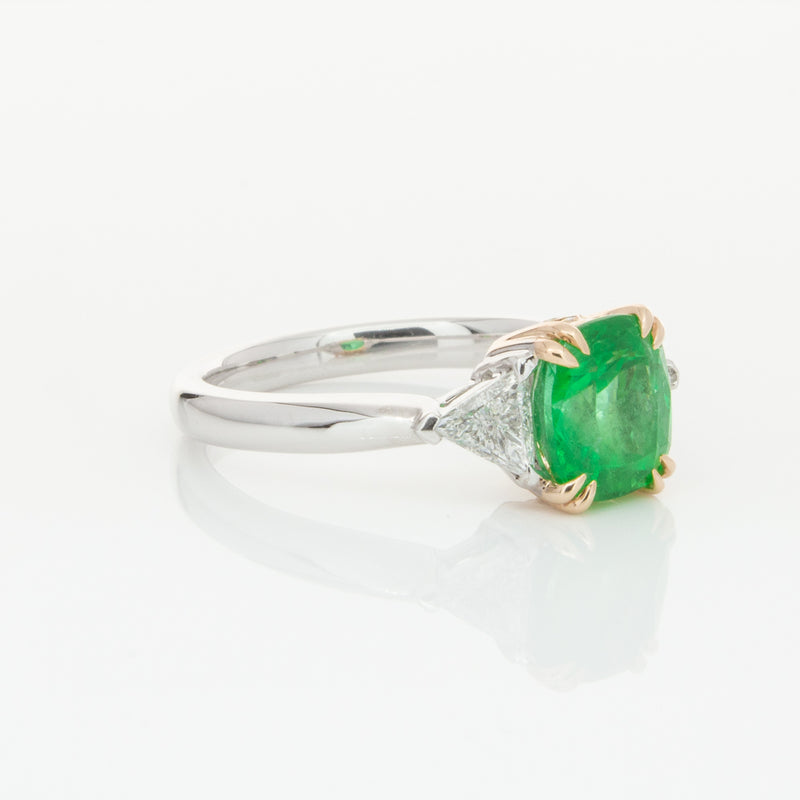 18ct White & Yellow Gold 1.78ct Emerald & Diamond Ring-Ring-Walker & Hall