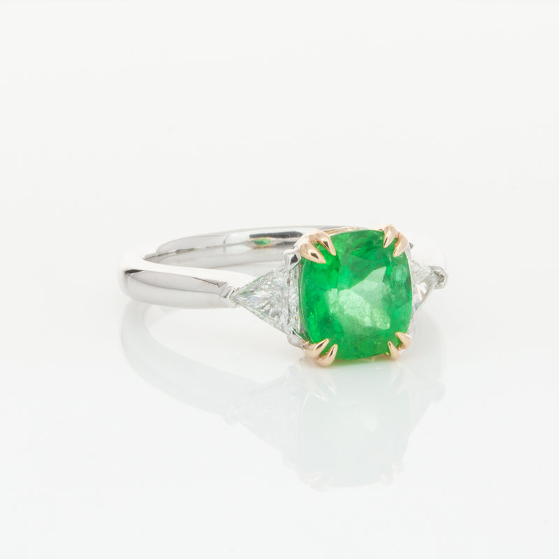 18ct White & Yellow Gold 1.78ct Emerald & Diamond Ring-Ring-Walker & Hall