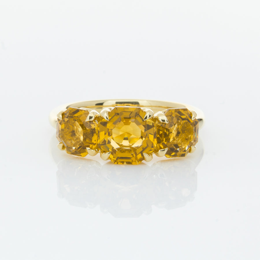 18ct Yellow Gold Three Stone Citrine Octavia Ring-Ring-Walker & Hall