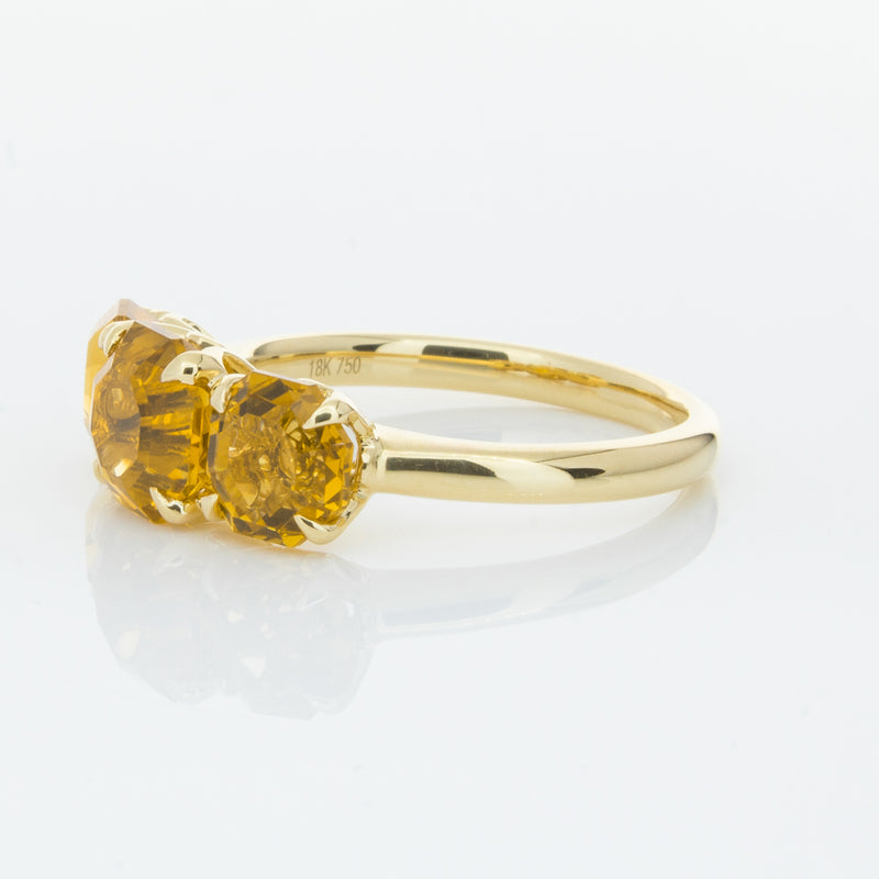 18ct Yellow Gold Three Stone Citrine Octavia Ring-Ring-Walker & Hall