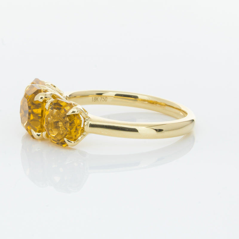 18ct Yellow Gold Three Stone Citrine Octavia Ring-Ring-Walker & Hall