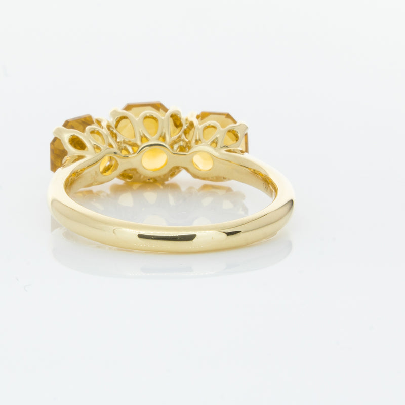 18ct Yellow Gold Three Stone Citrine Octavia Ring-Ring-Walker & Hall