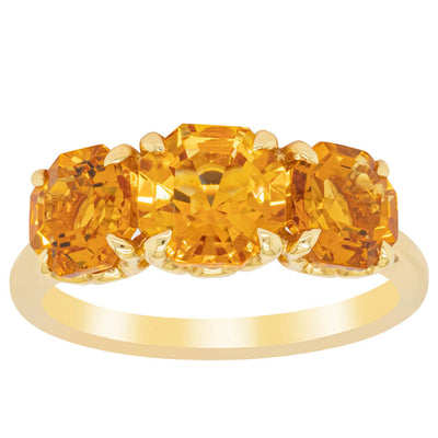 18ct Yellow Gold Three Stone Citrine Octavia Ring-Ring-Walker & Hall