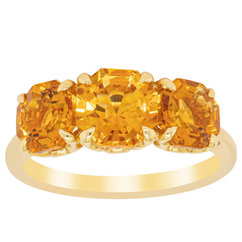 18ct Yellow Gold Three Stone Citrine Octavia Ring-Ring-Walker & Hall