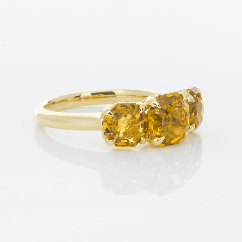 18ct Yellow Gold Three Stone Citrine Octavia Ring-Ring-Walker & Hall