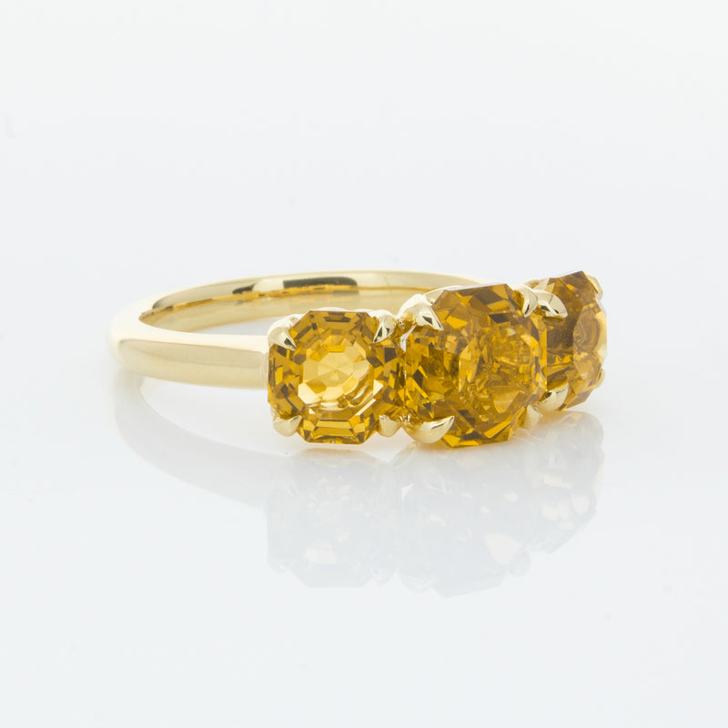 18ct Yellow Gold Three Stone Citrine Octavia Ring-Ring-Walker & Hall