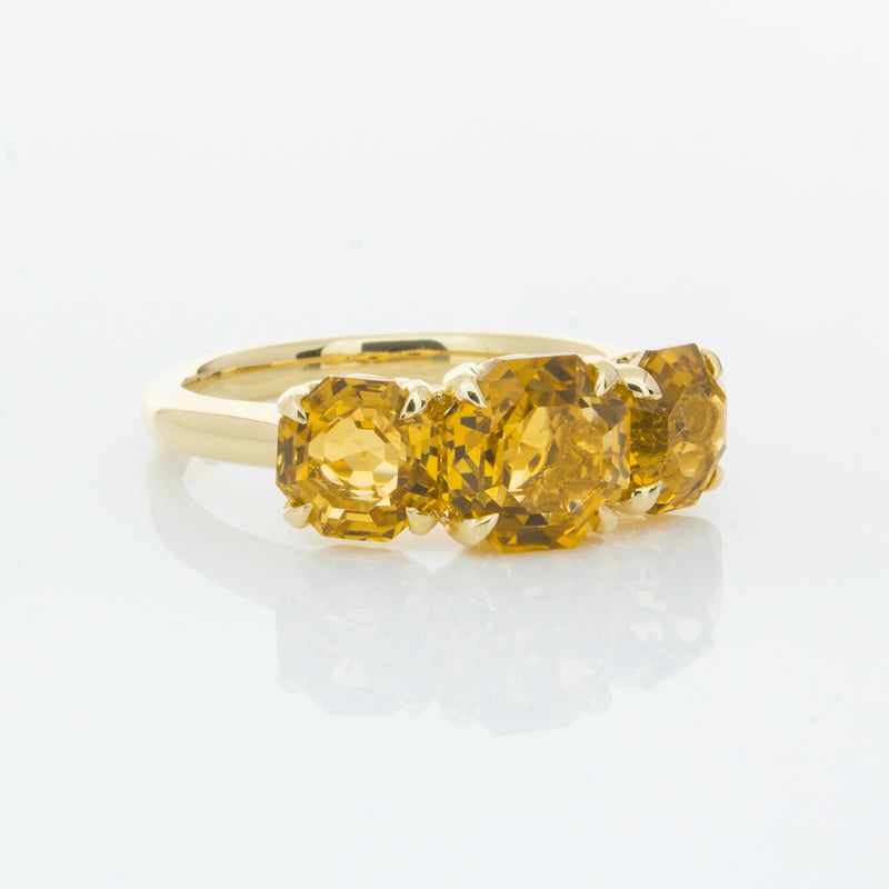 18ct Yellow Gold Three Stone Citrine Octavia Ring-Ring-Walker & Hall