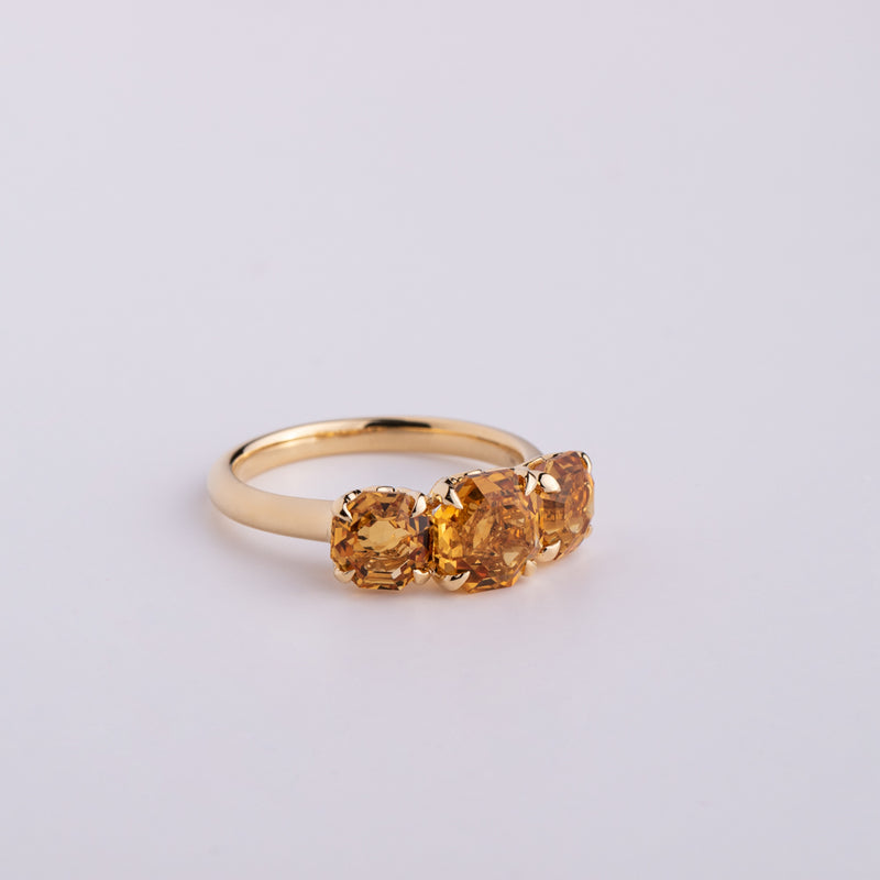 18ct Yellow Gold Three Stone Citrine Octavia Ring-Ring-Walker & Hall