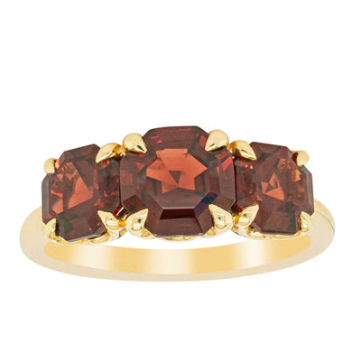 18ct Yellow Gold Three Stone Garnet Octavia Ring-Ring-Walker & Hall
