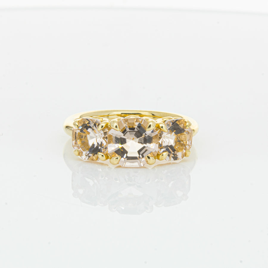 18ct Yellow Gold Three Stone Morganite Octavia Ring-Ring-Walker & Hall