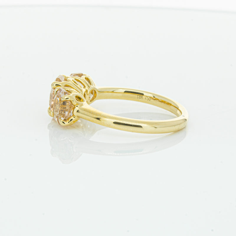 18ct Yellow Gold Three Stone Morganite Octavia Ring-Ring-Walker & Hall