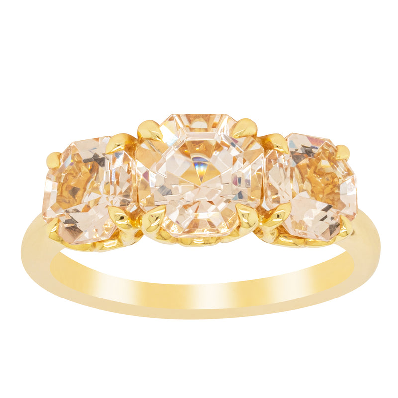 18ct Yellow Gold Three Stone Morganite Octavia Ring-Ring-Walker & Hall