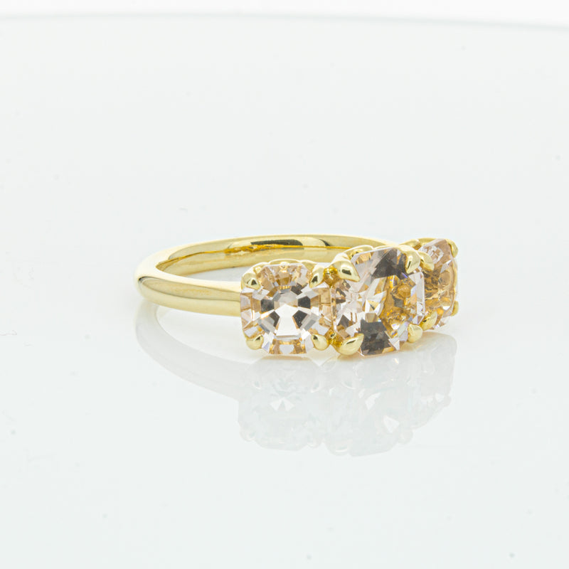 18ct Yellow Gold Three Stone Morganite Octavia Ring-Ring-Walker & Hall