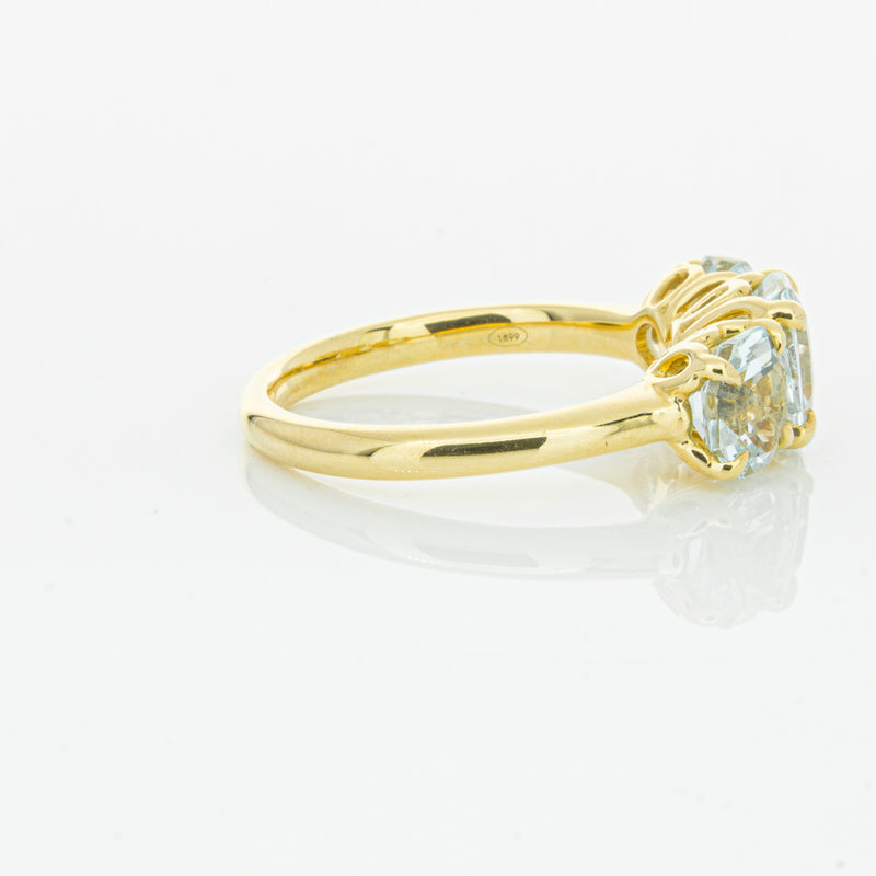 18ct Yellow Gold Three Stone Aquamarine Octavia Ring-Ring-Walker & Hall