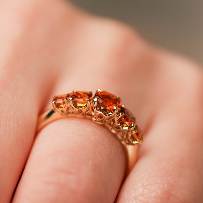 18ct Yellow Gold Five Stone Citrine Octavia Ring-Ring-Walker & Hall