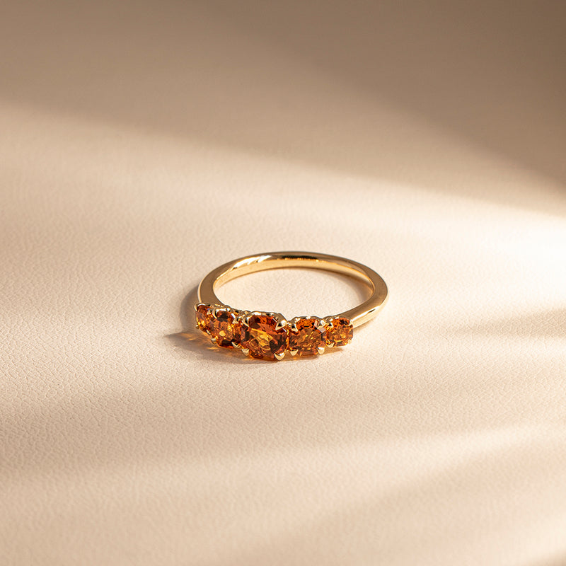 18ct Yellow Gold Five Stone Citrine Octavia Ring-Ring-Walker & Hall