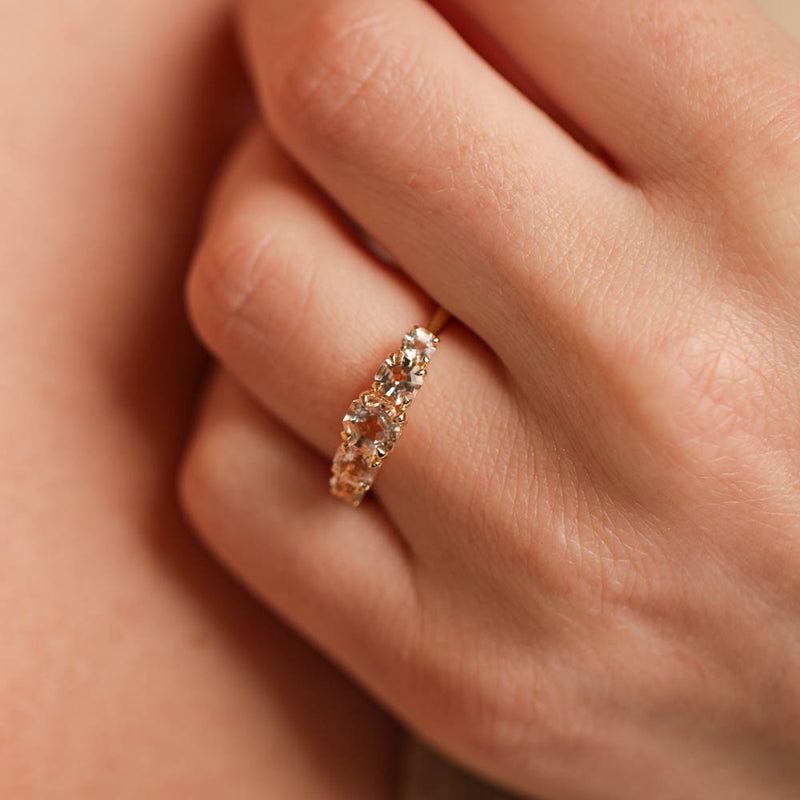 18ct Yellow Gold Five Stone Morganite Octavia Ring-Ring-Walker & Hall