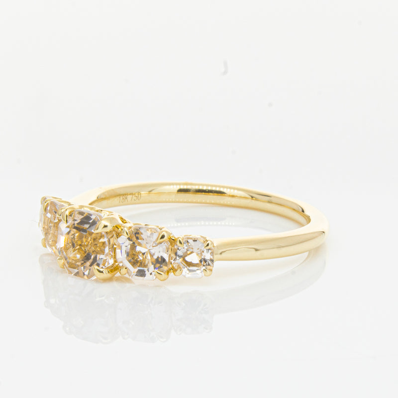 18ct Yellow Gold Five Stone Morganite Octavia Ring-Ring-Walker & Hall