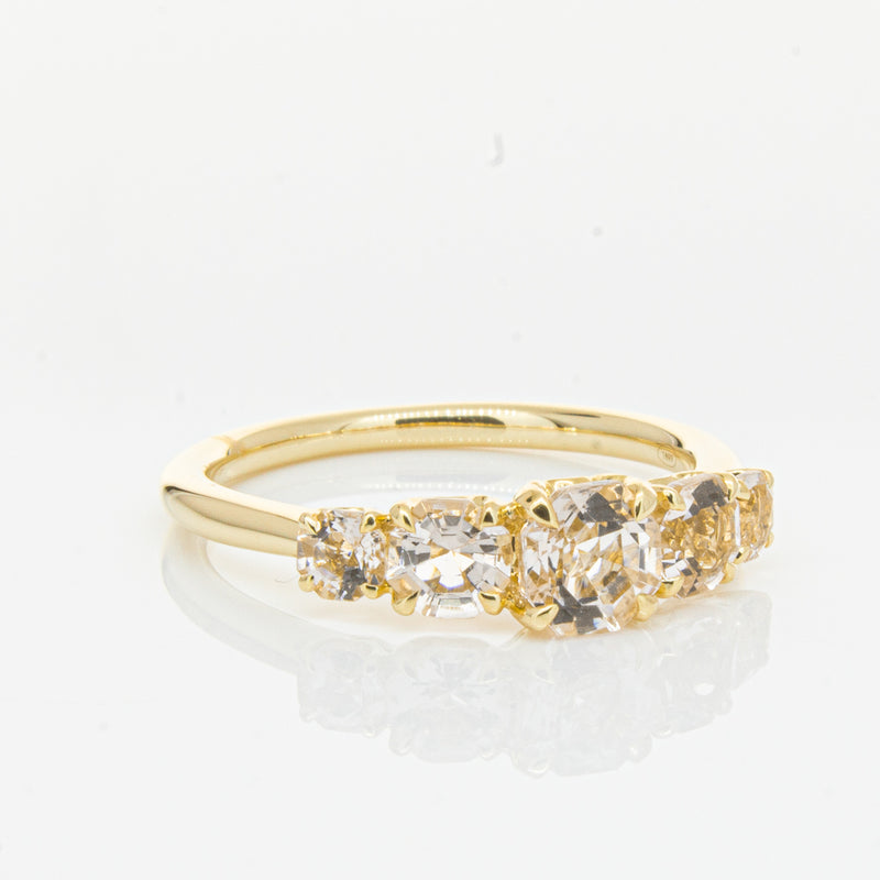18ct Yellow Gold Five Stone Morganite Octavia Ring-Ring-Walker & Hall
