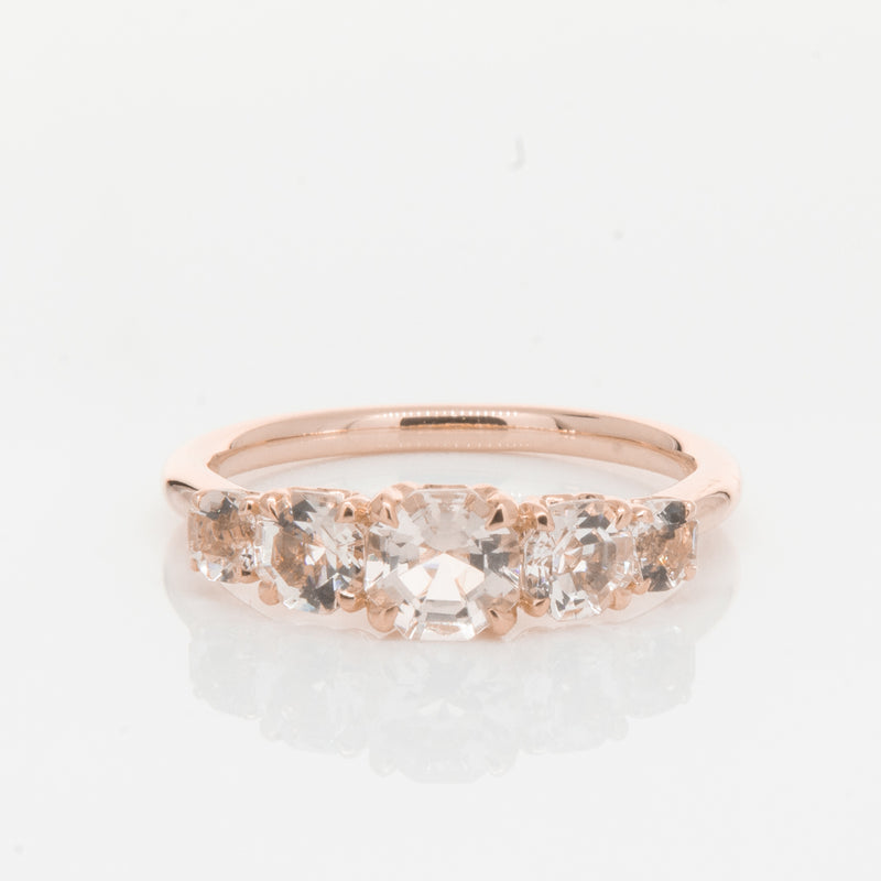 18ct Rose Gold Five Stone Morganite Octavia Ring-Ring-Walker & Hall