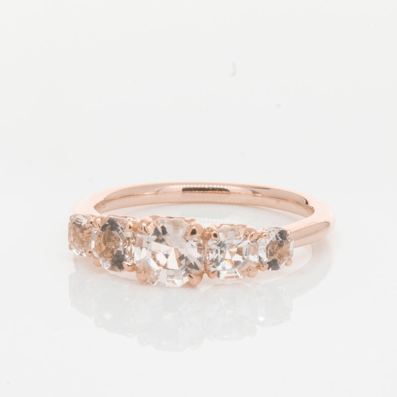 18ct Rose Gold Five Stone Morganite Octavia Ring-Ring-Walker & Hall