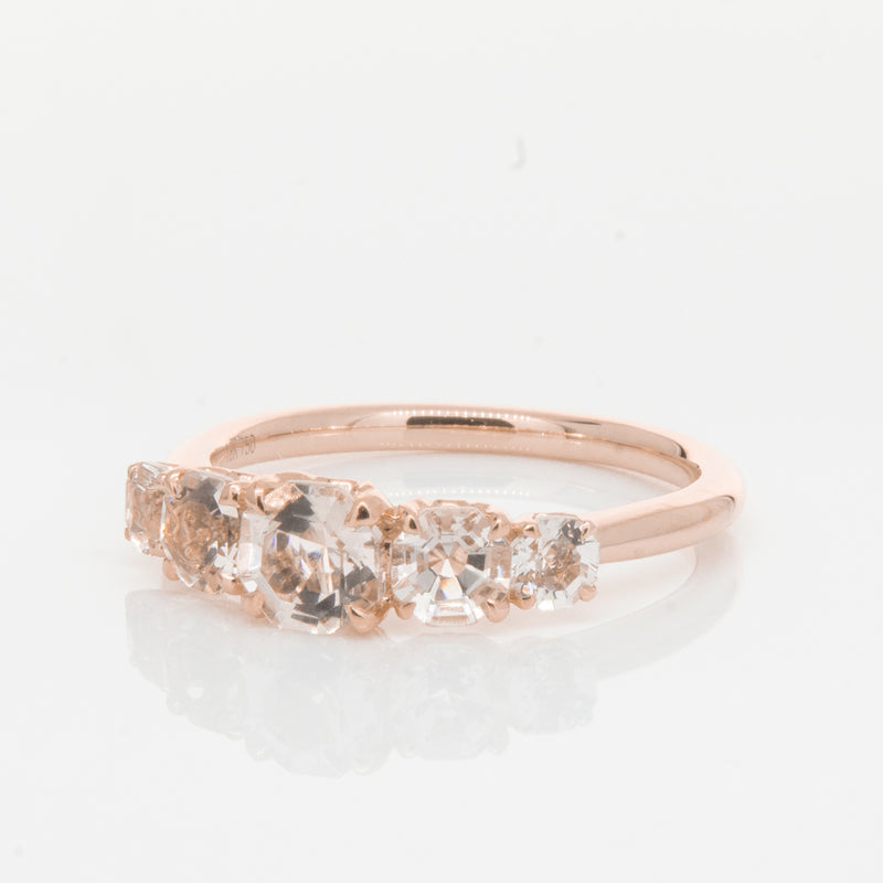 18ct Rose Gold Five Stone Morganite Octavia Ring-Ring-Walker & Hall