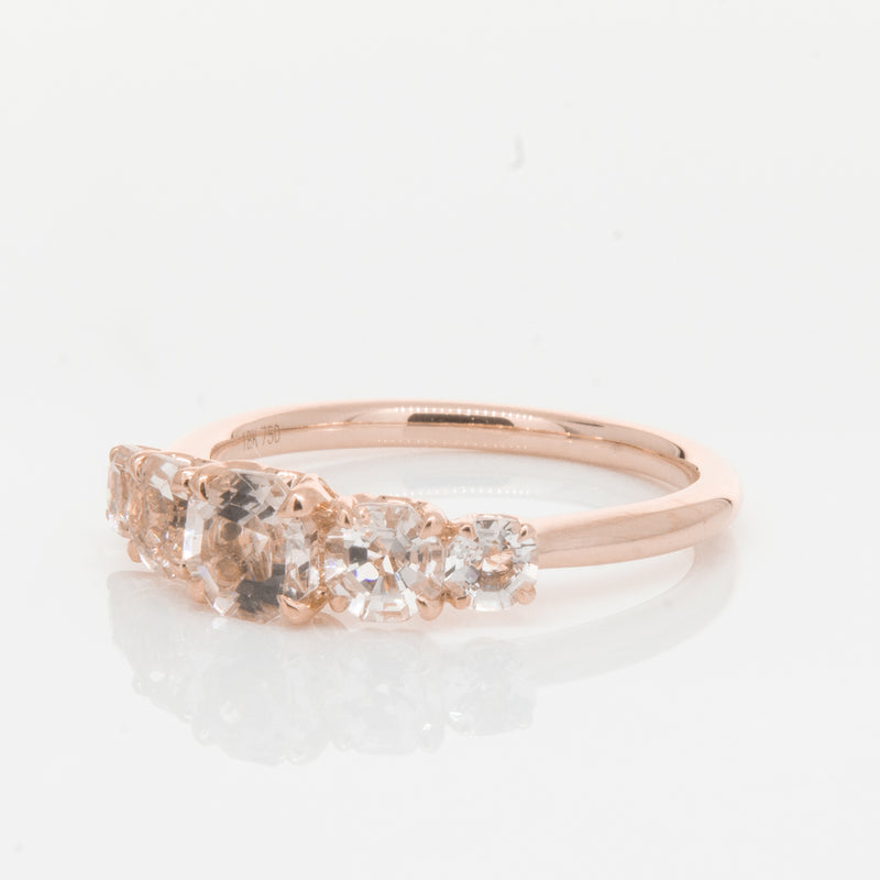 18ct Rose Gold Five Stone Morganite Octavia Ring-Ring-Walker & Hall