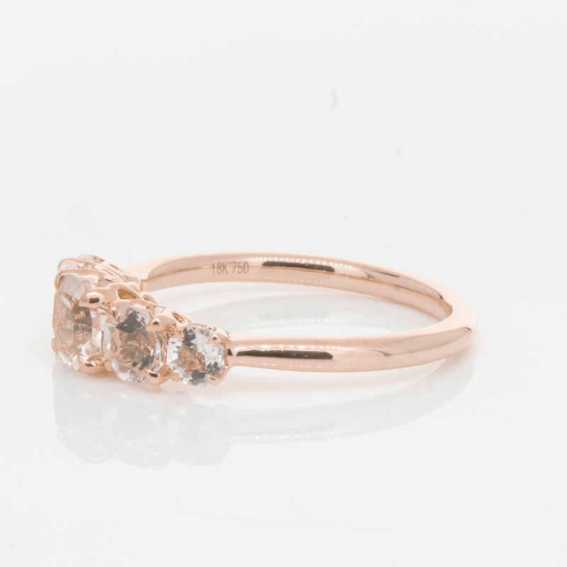 18ct Rose Gold Five Stone Morganite Octavia Ring-Ring-Walker & Hall