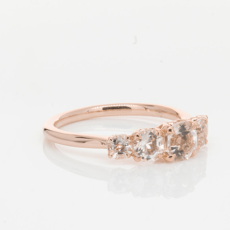 18ct Rose Gold Five Stone Morganite Octavia Ring-Ring-Walker & Hall