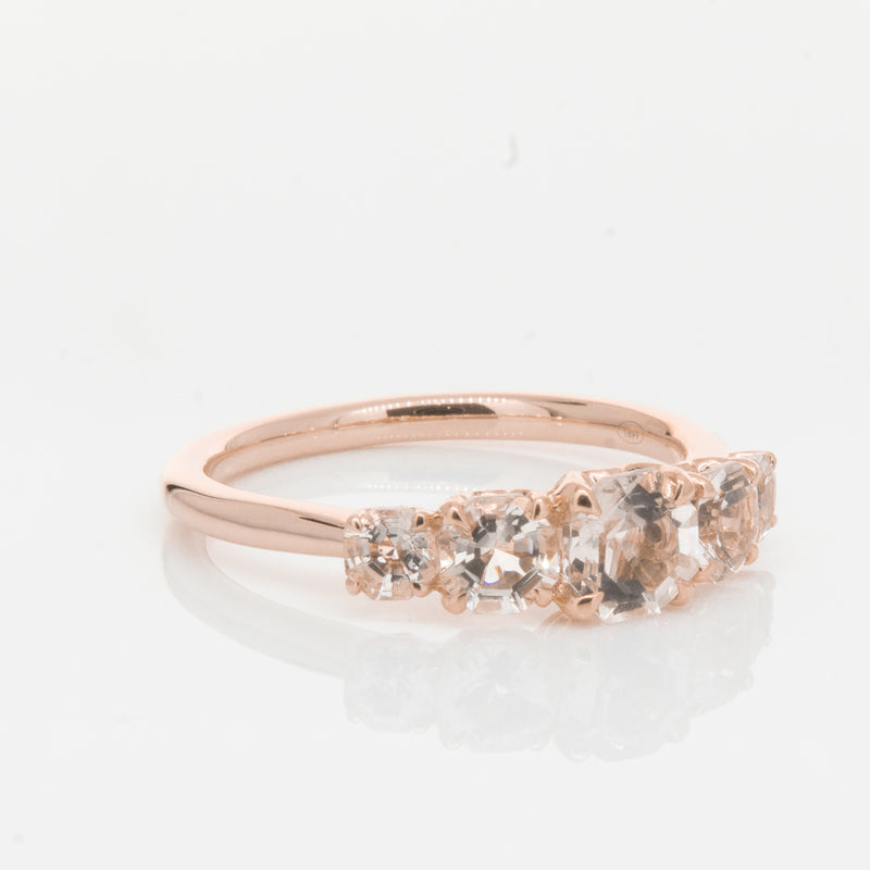 18ct Rose Gold Five Stone Morganite Octavia Ring-Ring-Walker & Hall